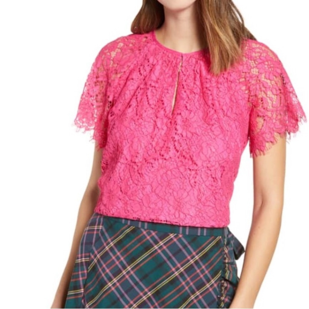 J. Crew Hot Pink Lace Top